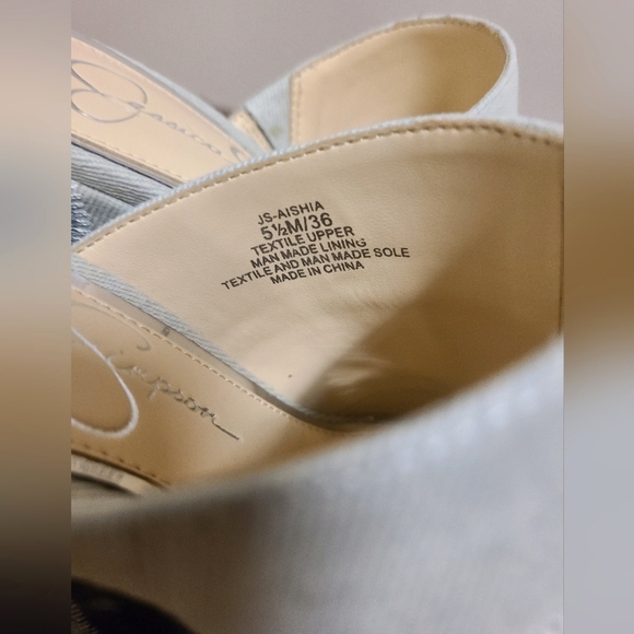 Stylish Jessica Simpson Denim Wedge Sandals - Picture 8 of 9